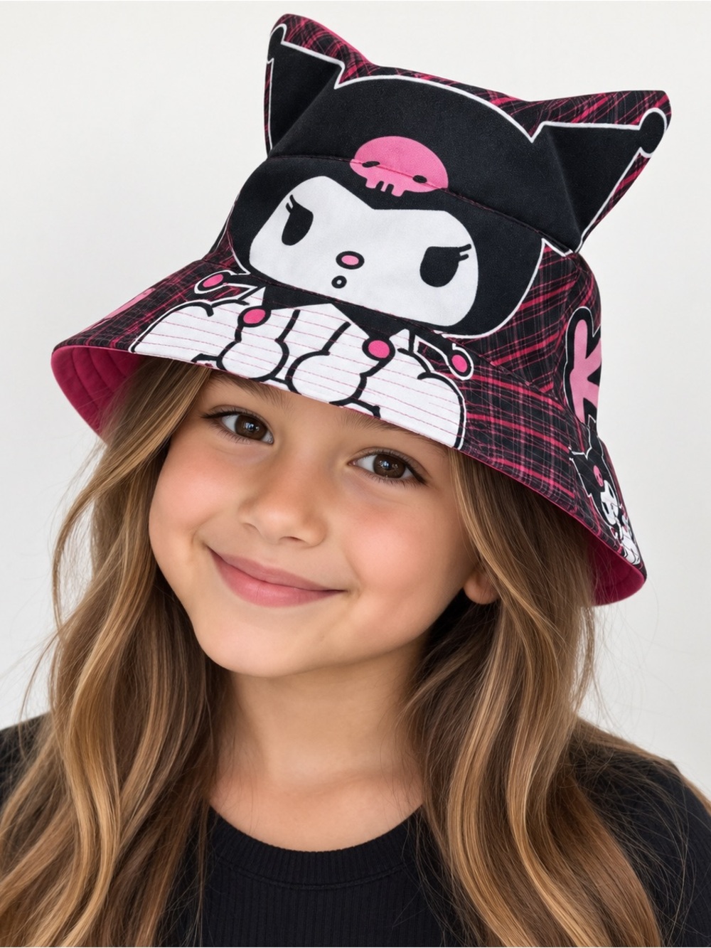 Hello Kitty Kuromi w/ Ears Cute Colorful Bucket Hat 3D Ears Sanrio Chin Strap